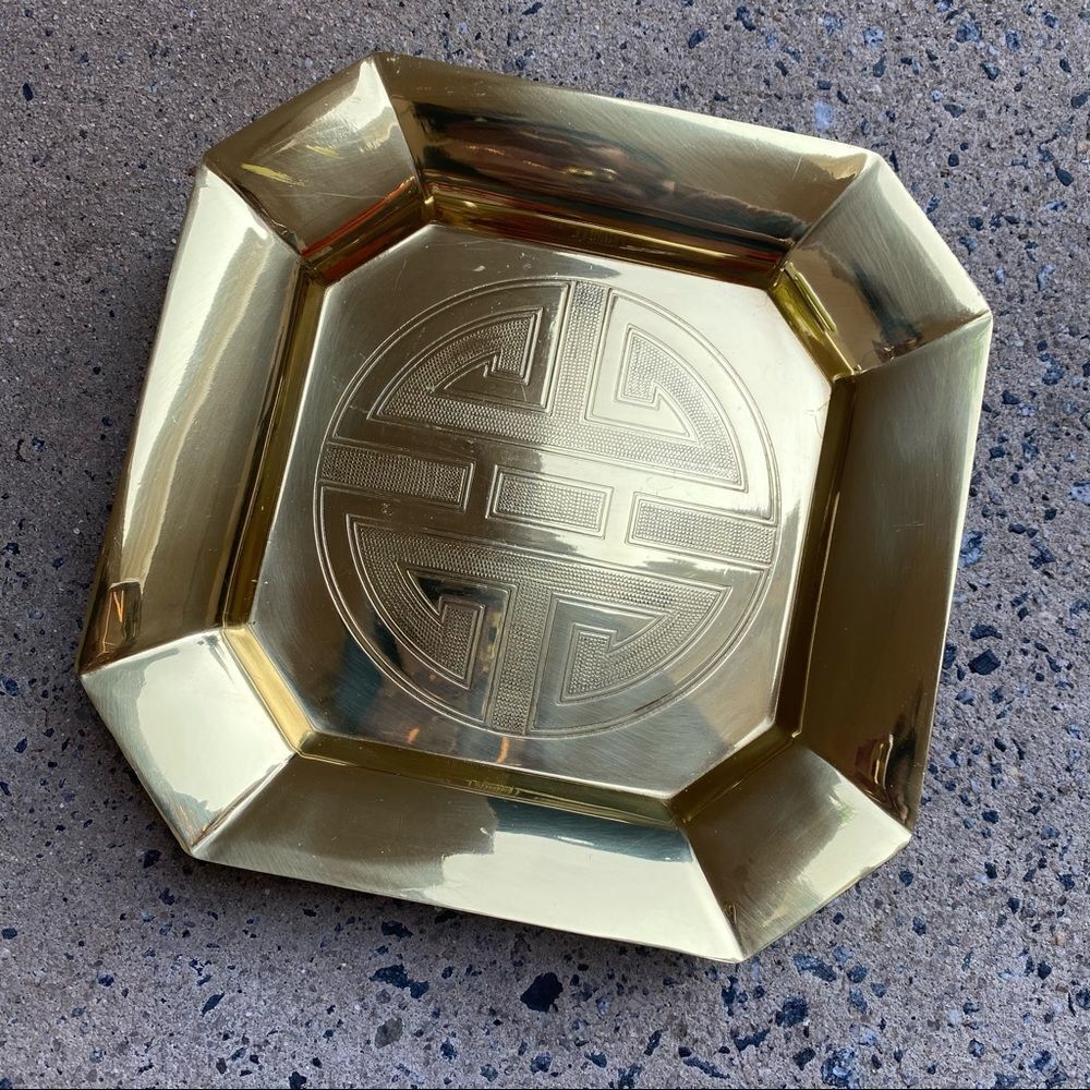 Vintage Brass Trinket Tray Made in Hong Kong